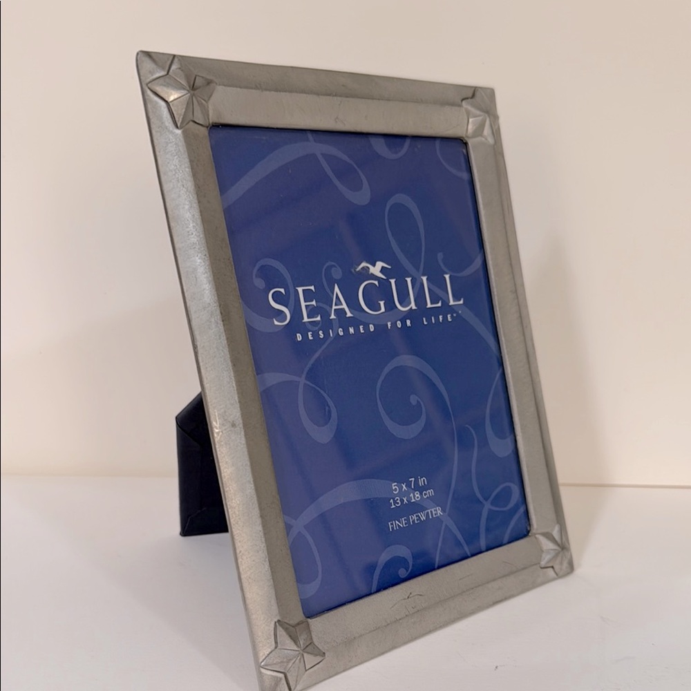 SEA GULL Silver Pewter 5 x 7 inch Photo Frame 1994 vintage